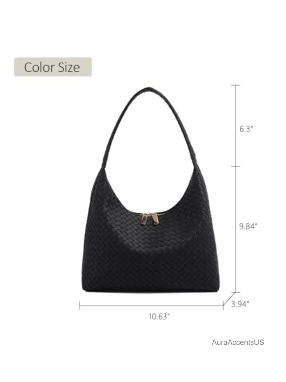Faux Leather Small Hobo Shoulder Bag Double Zipper Underarm Purse